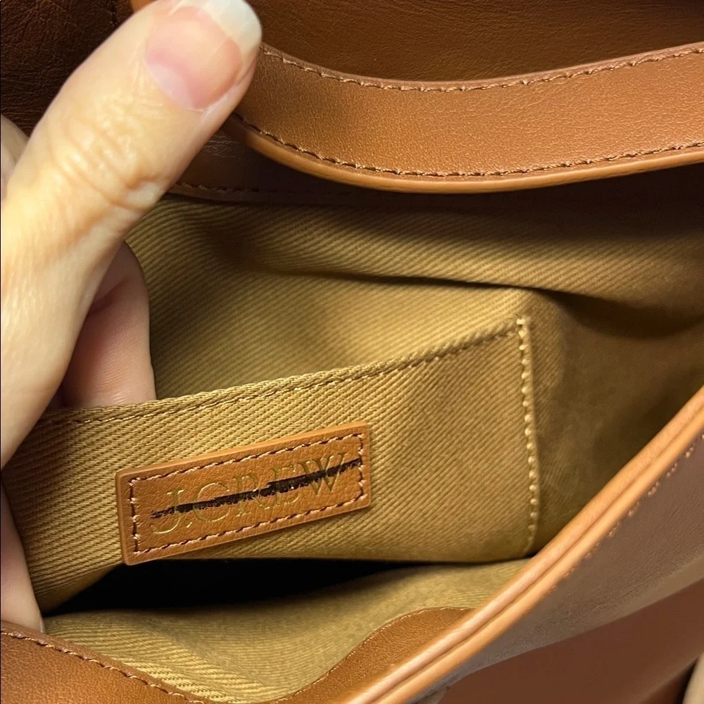 J. Crew Berkeley shoulder bucket bag in English Saddle Leather monogrammed SCL